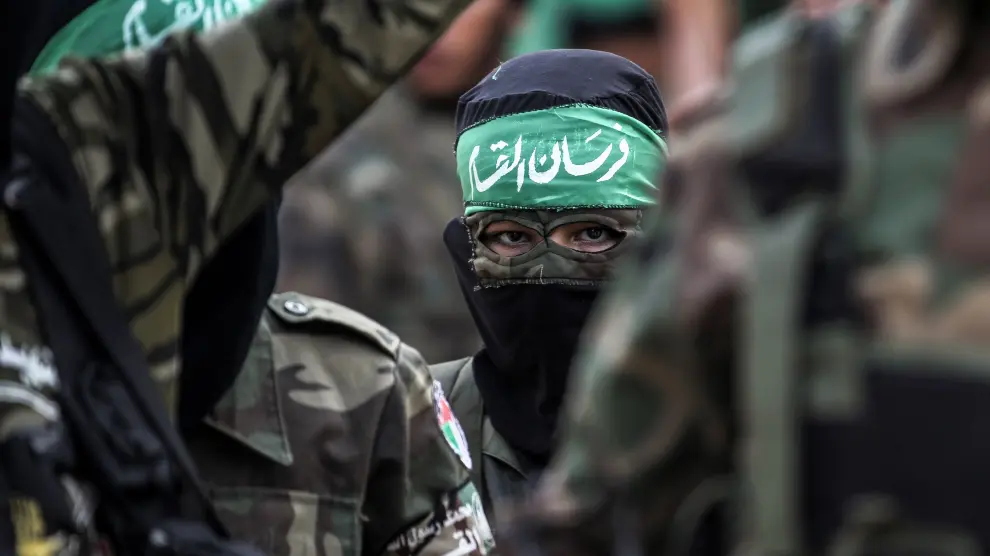 Miembros de las brigadas armadas del movimiento islamista Hamás.