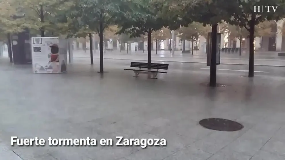 Zaragoza se despierta con una fuerte tormenta