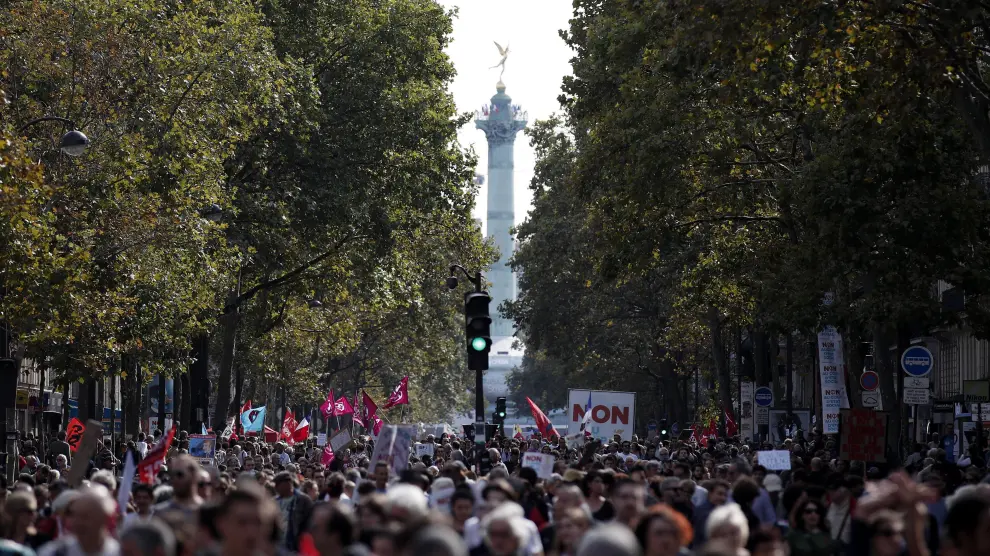 Manifestación multitudinaria este sábado en París contra la reforma laboral francesa.