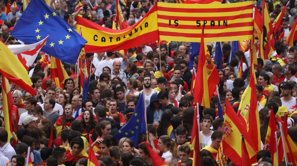Manifestación contra el referéndum en Barcelona