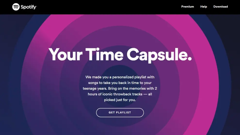 Desde la web timecapsule.spotify.com puedes acceder a tu lista personalizada.