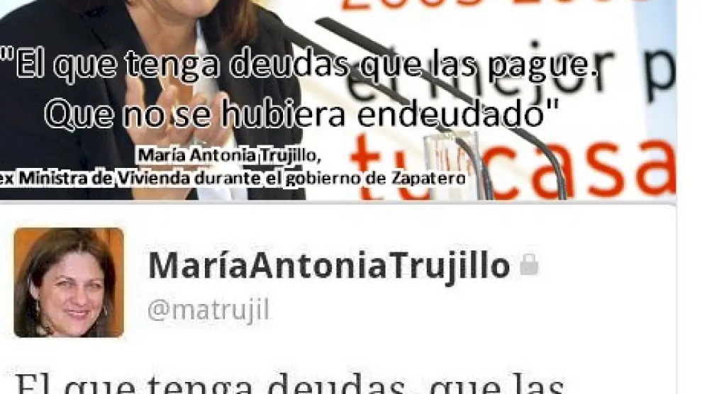 Uno de los tuit más polémicos de la exministra de Vivienda socialista María Antonia Trujillo.