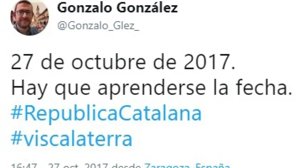 El tuit de Gonzalo González que acabó borrando.