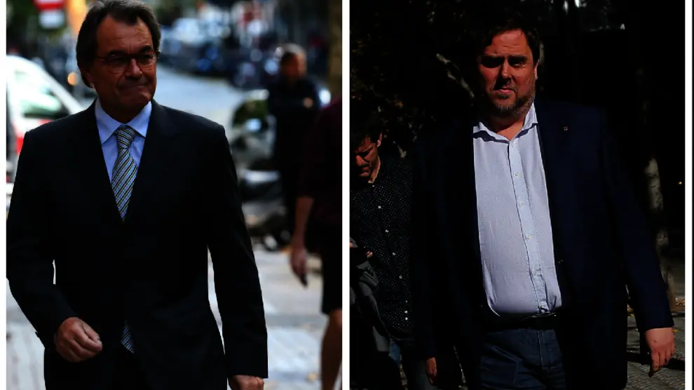 Artur Mas y Oriol Junqueras cuando han acudido a las reuniones de sus partidos.