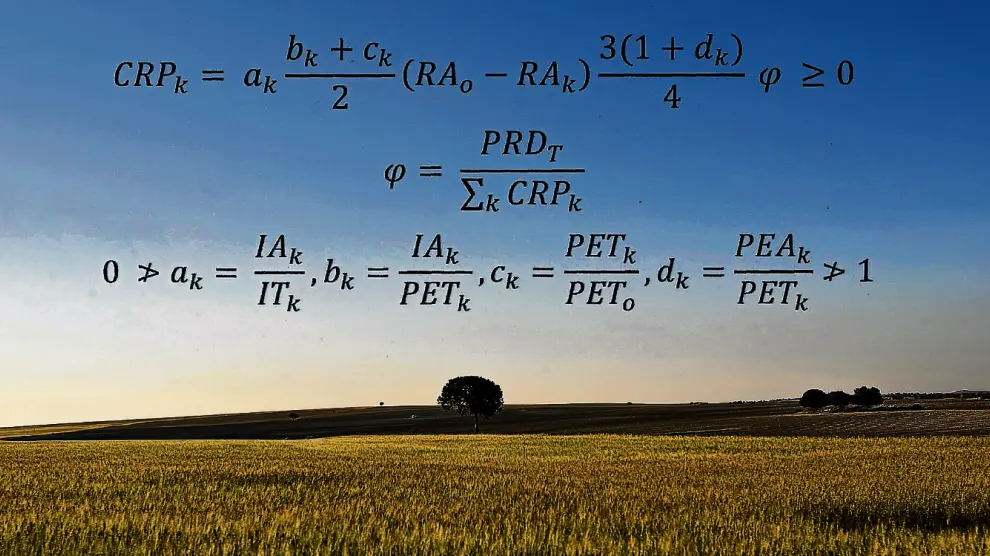 Sobre un campo de cereal aragonés puede leerse el algoritmo en el que se basa la propuesta del consejero de Desarrollo Rural para elaborar una nueva PAC.