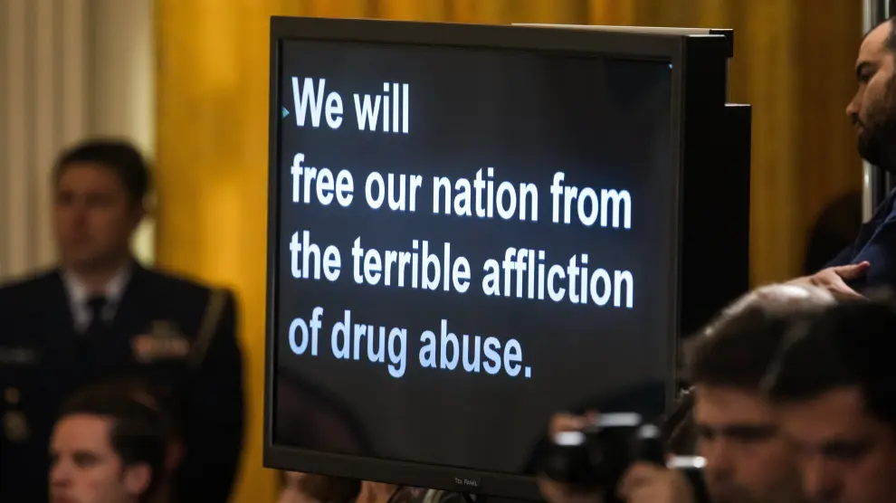 Fragmento del discurso del Presidente Donald Trump al declarar la crisis de los opiáceos.