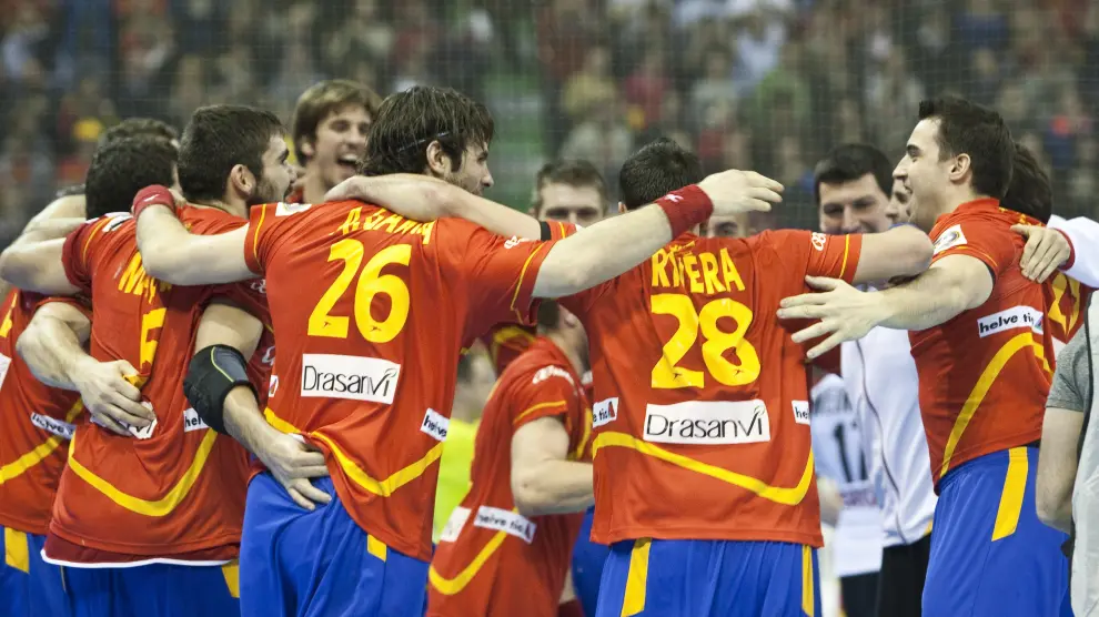 La selección celebra en Zaragoza el pase a semifinales del Mundial de 2013.
