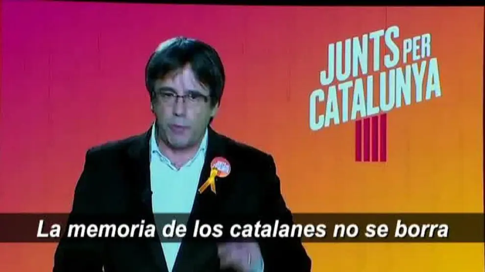Arranca la campaña catalana con Puigdemont presente desde un plasma