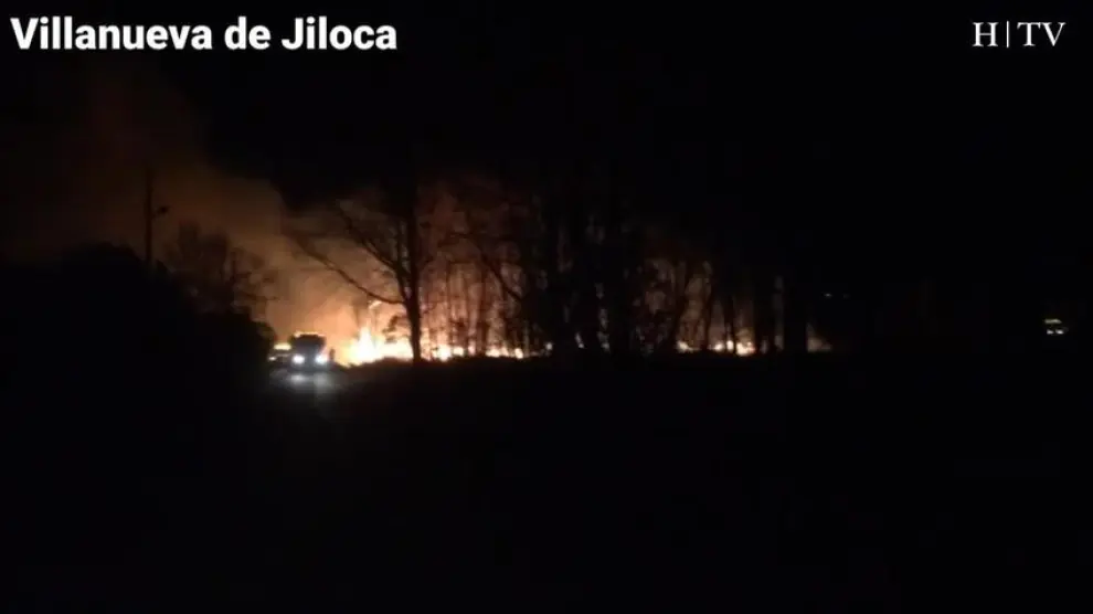 Un incendio forestal en Villanueva de Jiloca