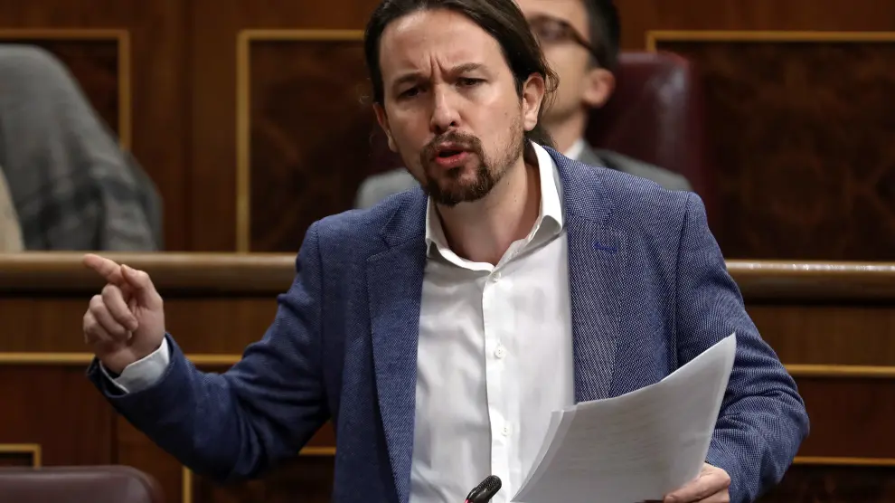 El líder de Unidos Podemos, Pablo Iglesias, en la sesión de este miércoles en el Congreso.