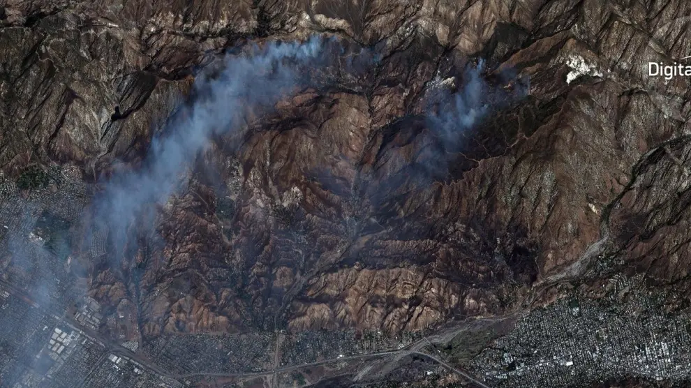 Imagen aérea de los incendios de California.