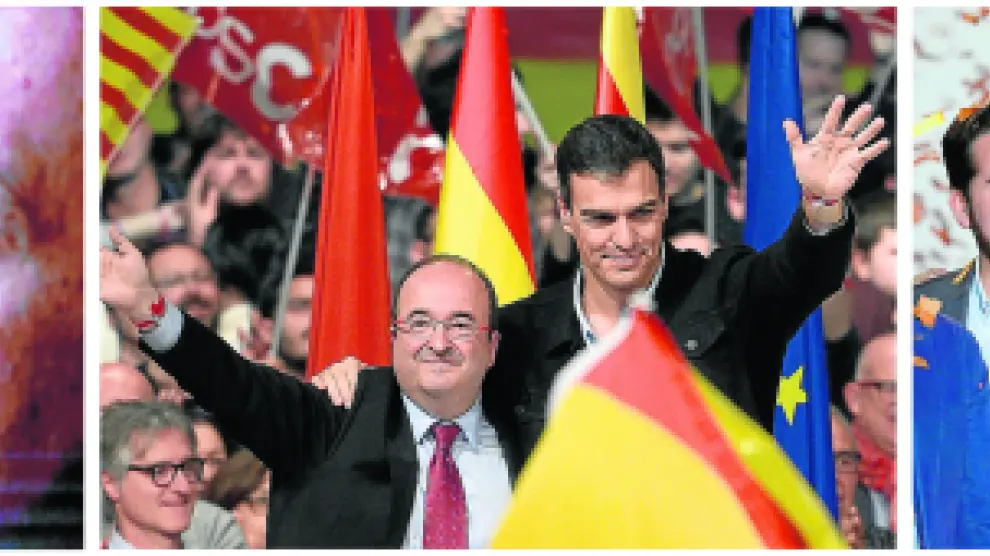 Los candidatos catalanes recurren a sus líderes nacionales.