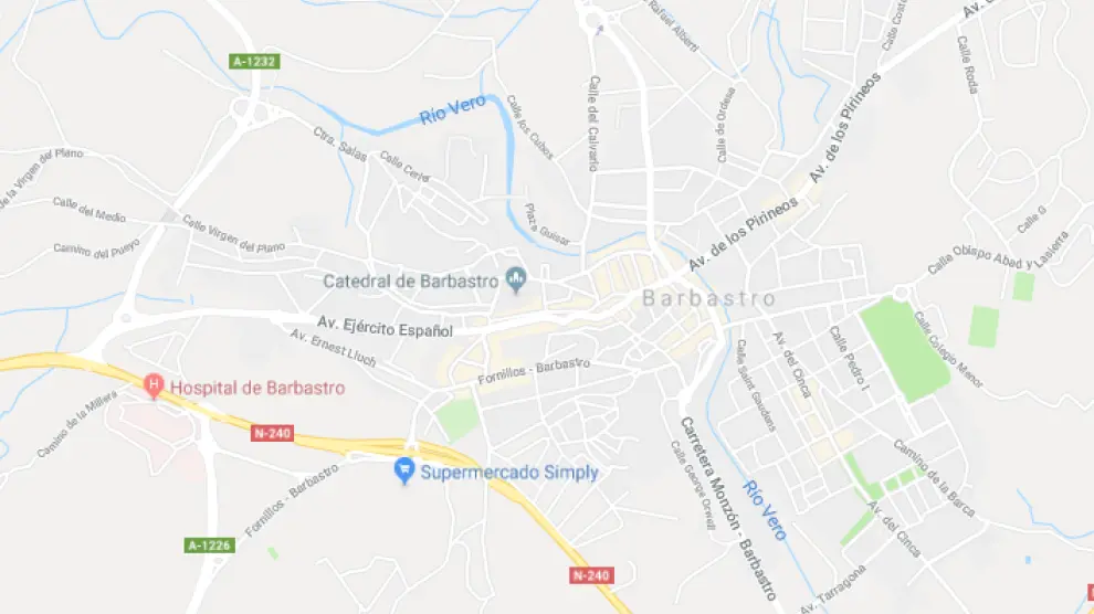 Mapa de Barbastro, localidad en la que se produjo el accidente.