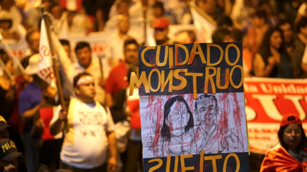 Protesta en Lima contra el indulto a Fujimori
