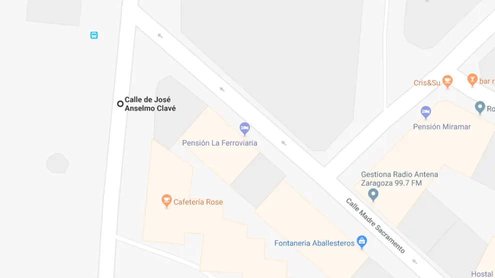 Calle de José Anselmo Clavé con la calle Madre Sacramento, lugar de uno de los accidentes