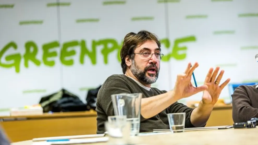 Javier Bardem, en una sede de Greenpeace.