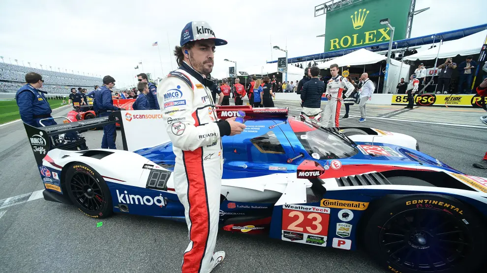 Alonso, este sábado, antes de empezar la carrera de las 24 Horas de Daytona.