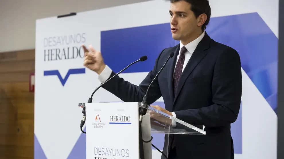 Albert Rivera, durante su reciente intervención en un desayuno informativo organizado por HERALDO y el Círculo de Economía.