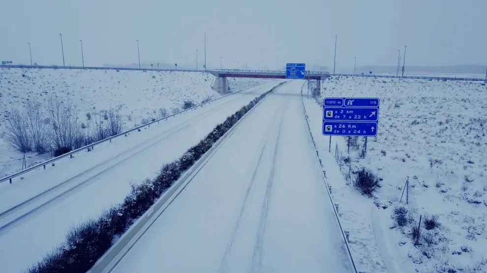 Imagen de la autovía Mudéjar o A-23 esta mañana a su paso por Teruel