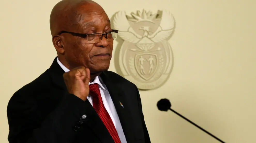 Jacob Zuma durante el anuncio de su renuncia al cargo de presidente.