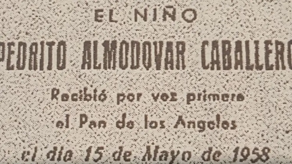 El recordatorio de la comunicón de Pedro Almodóvar en Poleñino (Huesca).