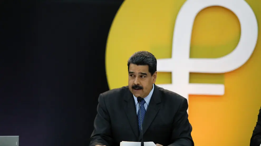 Nicolás Maduro durante el lanzamiento de la criptomoneda.
