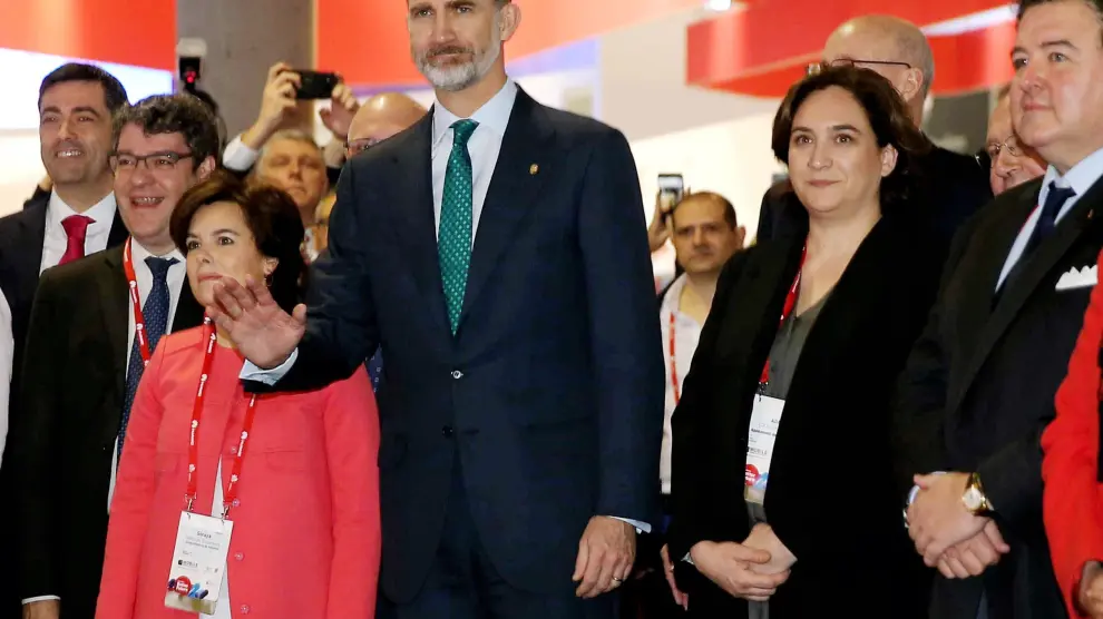 Felipe VI y Ada Colau, en la inauguración del Mobile World Congress