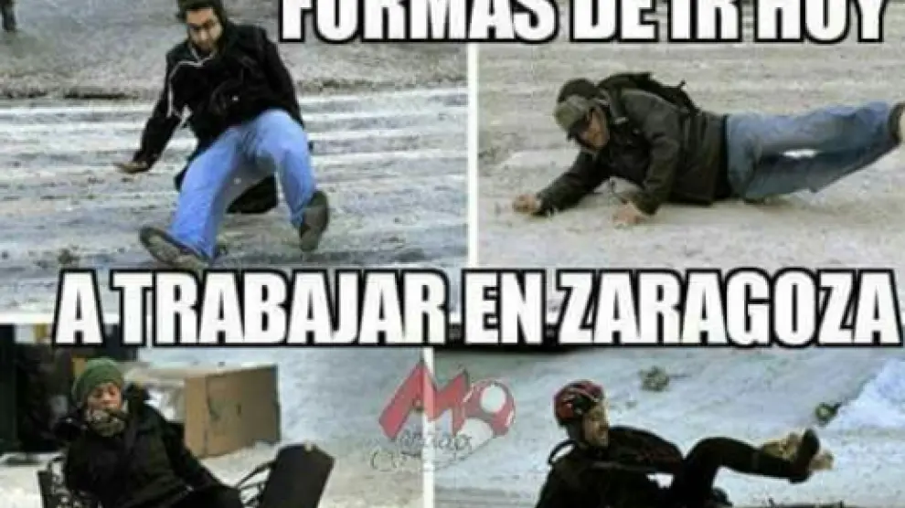 Twitter se ha llenado de memes y mensajes en alusión a la nieve caída en Zaragoza.