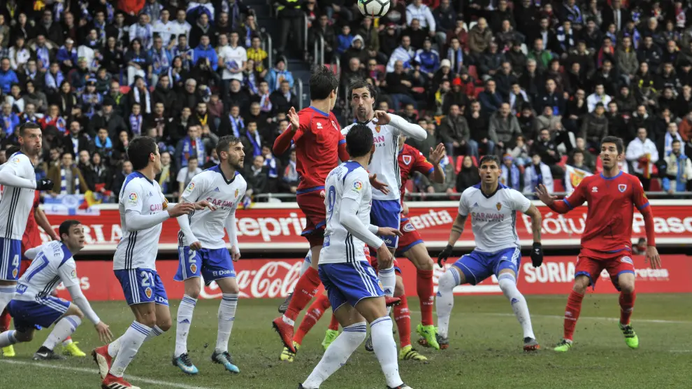Imagen del partido de liga entre Numancia y Zaragoza disputado en Los Pajaritos.