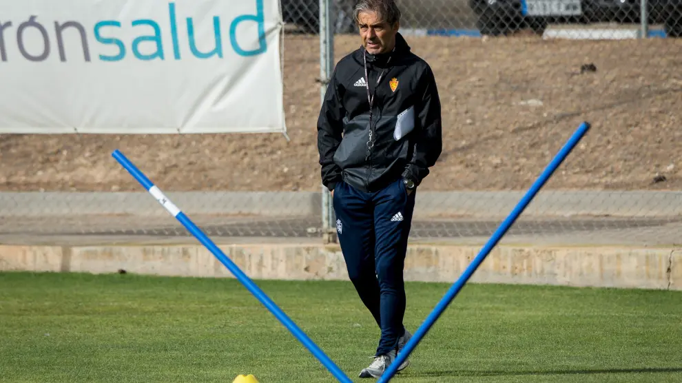 Natxo González, en un entrenamiento del Real Zaragoza.
