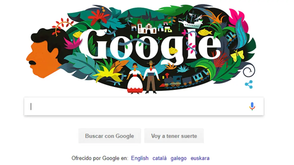 Imagen del 'doodle' con el que el buscador homenajea al escritor Gabriel García Márquez.