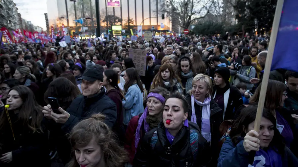 Un momento de la manifestación de Zaragoza