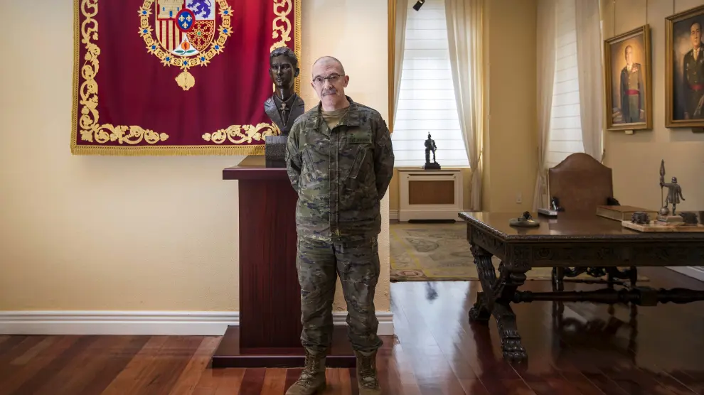 El general Fernando Alejandre Martínez, jefe del Estado Mayor de la Defensa, el pasado miércoles en la sala de los directores de la Academia General Militar.
