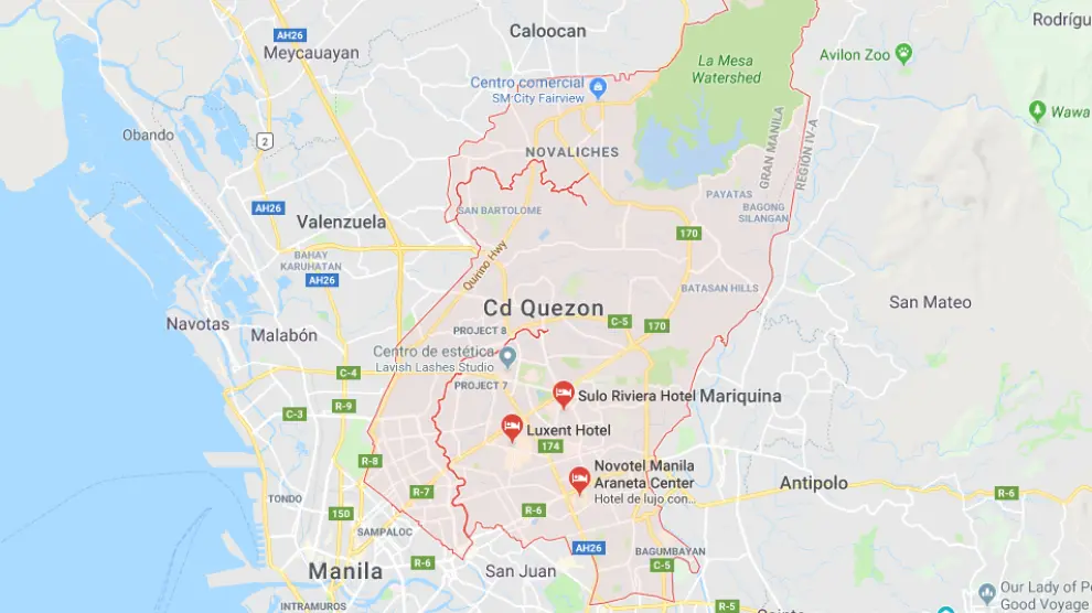 Ciudad Quezon en Filipinas, lugar del suceso