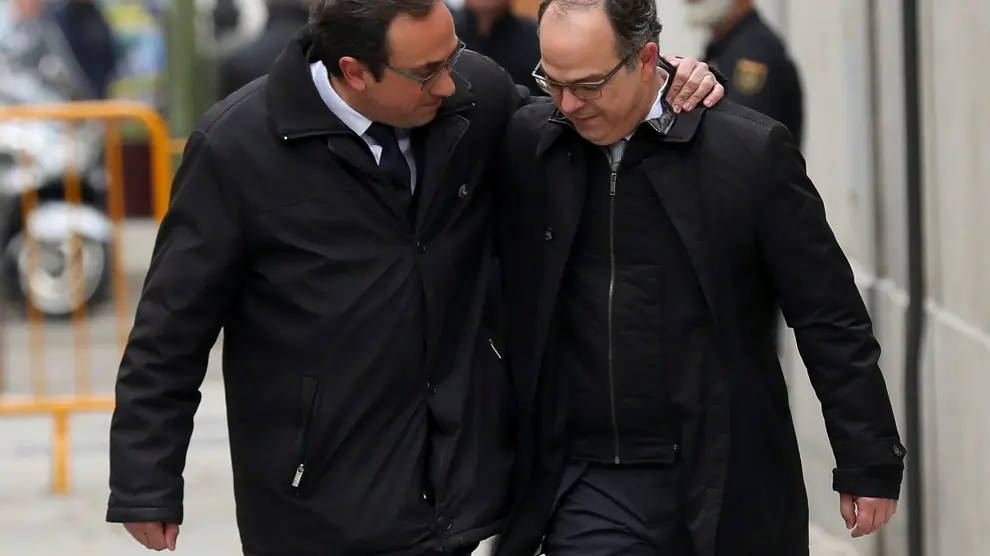Josep Rull y Jordi Turull llegan juntos al Tribunal Supremo