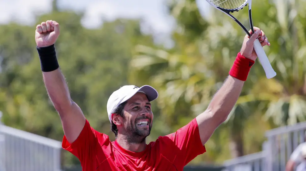 El tenista español Fernando Verdasco celebra la victoria