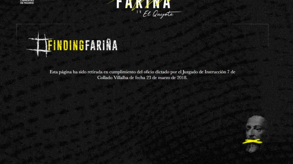 La página de Finding Fariña ya cerrada