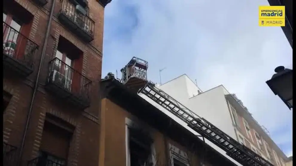 Incendio en un edificio del barrio de Lavapiés