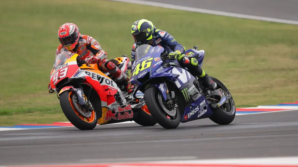 Márquez y Rossi durante la carrera de este fin de semana en Argentina.