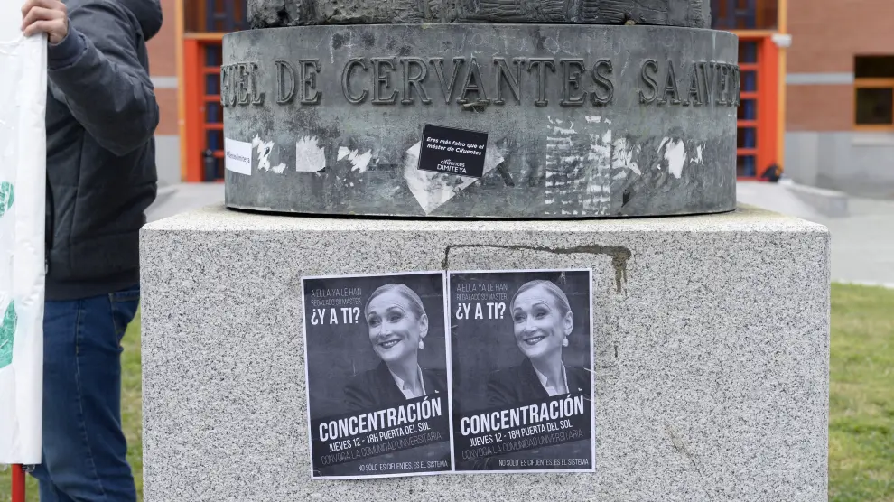 Imagen de las protestas en la Universidad Rey Juan Carlos por el escándalo del máster de Cifuentes.