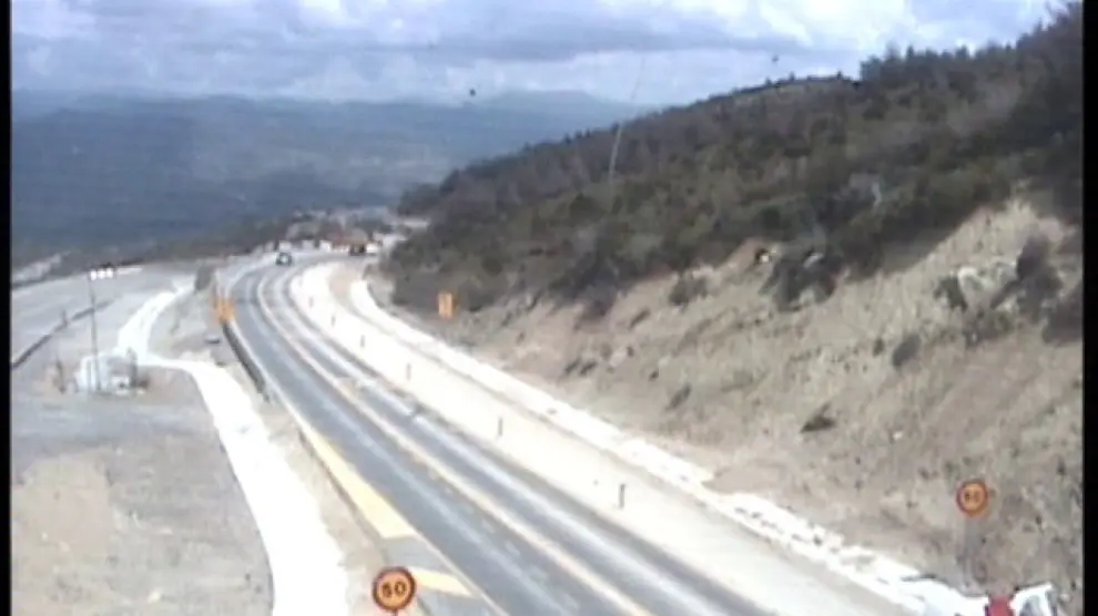 Imagen de la cámara web instalada en el Alto de Monrepós, muy cerca del lugar del accidente