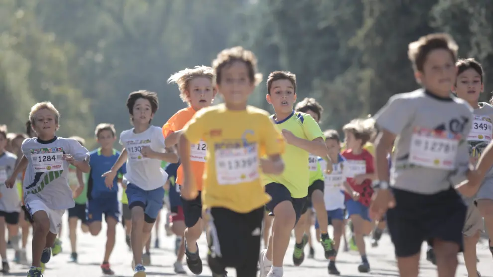 Una imagen de la XII edición de la Carrera de los Niños, que se celebrará este domingo en el Parque Grande de Zaragoza.