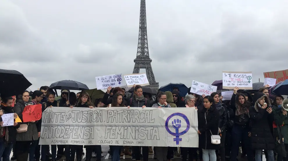 Manifestación en París contra la sentencia de La Manada.