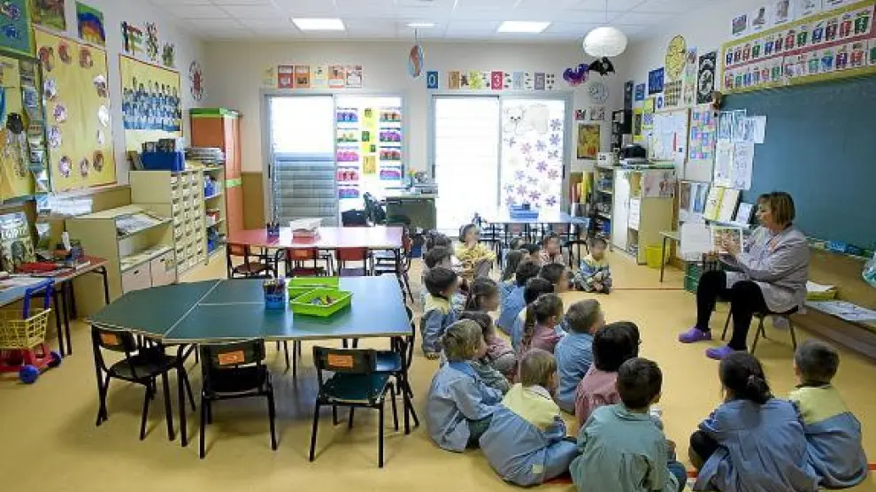 Un aula de infantil de un colegio zaragozano.