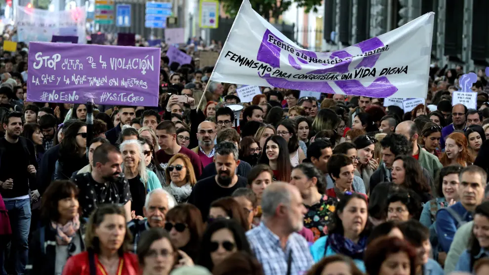 Manifestación feminista en Madrid en protesta por la sentencia del juicio a 'La Manada'.