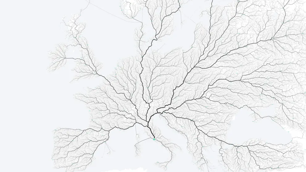 El mapa que puede revisarse en 'Roads to Rome'.