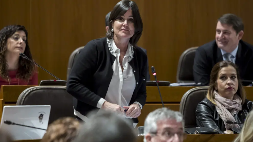 La diputada aragonesista Elena Allué, en una intervención en las Cortes de Aragón.