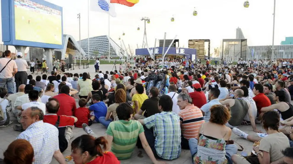 Pantalla gigante en la Expo en el Mundial de 2010.