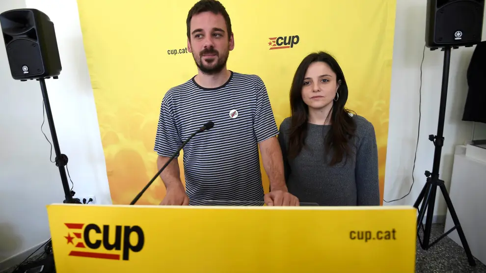 lluc Salelles y Maria Sirvent, miembros de la CUP.