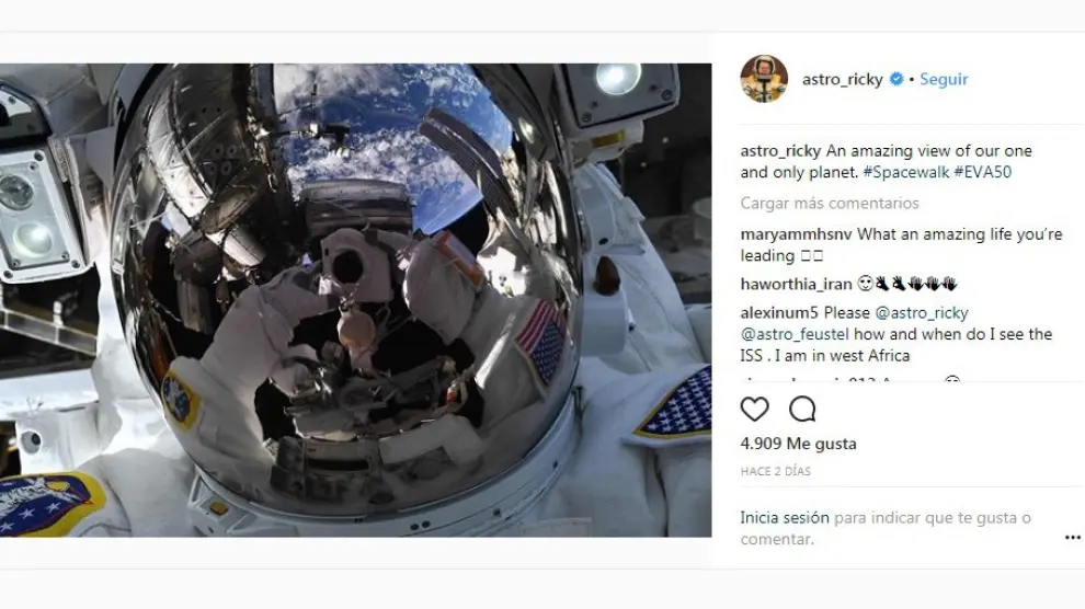 'Selfie' de Ricky Arnold en el espacio.